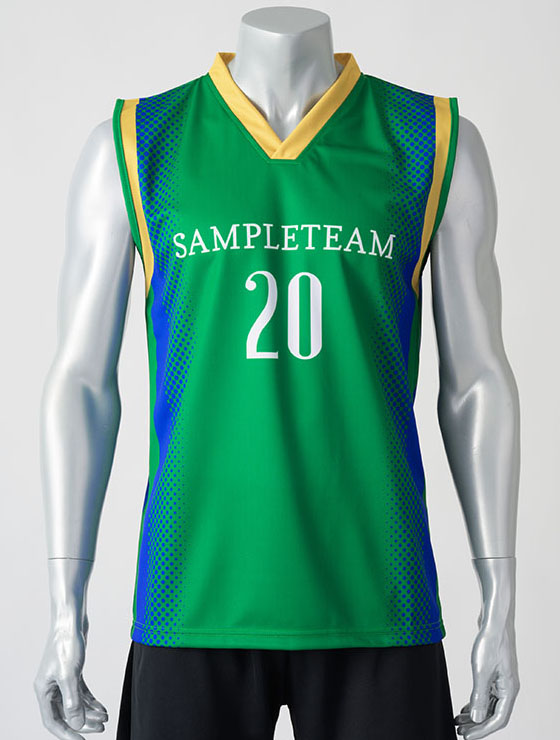 昇華セミオーダーバスケットボールタンクトップF02 緑・深緑 